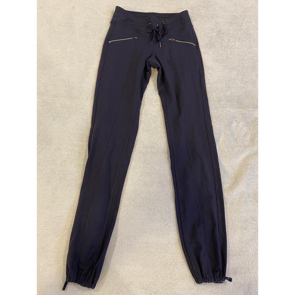Athleta Joggers Womens Navy Blue Zip Pocket Cuffed Bottom Leggings Casual XXS